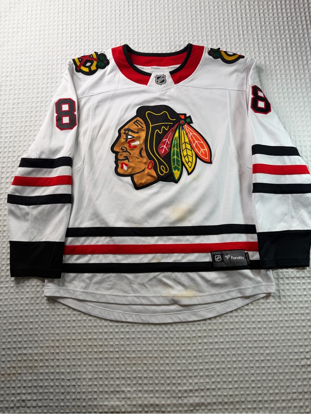 Patrick Kane #88 Chicago Blackhawks Fanatics NHL Jersey White Men’s Large L(383)